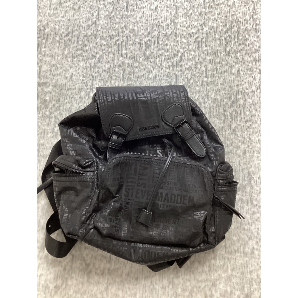 Steve Madden BSOLLY Backpack Black Multi Logo Print Nylon Bag DO328735 NEW